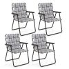 Folding Beach Chair Set for Camping and Lawn Relaxation - 4 Pieces