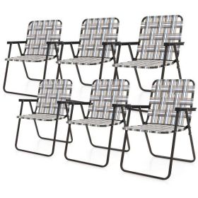 Folding Beach Chair Set for Camping and Lawn Relaxation - 6 Pieces (Color: Brown)