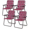 Folding Beach Chair Set for Camping and Lawn Relaxation - 4 Pieces