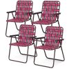 Folding Beach Chair Set for Camping and Lawn Relaxation - 4 Pieces