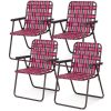 Folding Beach Chair Set for Camping and Lawn Relaxation - 4 Pieces