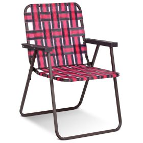 Folding Beach Chair Set for Camping and Lawn Relaxation - 6 Pieces (Color: Red)