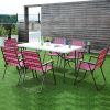 Folding Beach Chair Set for Camping and Lawn Relaxation - 6 Pieces