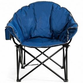 Padded Folding Moon Chair with Carrying Bag for Camping (Color: Navy)