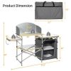 Foldable Outdoor BBQ Portable Grilling Table With Windscreen Bag