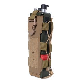 1pc Molle Water Bottle Bag Travel Camping Hiking Kettle Holder Carrier Pouch (Color: Khaki)