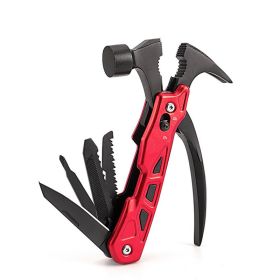 Multi-function Hammer Camping Gear Multitool Portable Outdoor Survival (Color: Red)