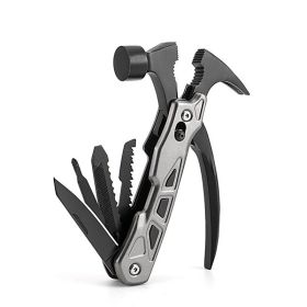 Multi-function Hammer Camping Gear Multitool Portable Outdoor Survival (Color: Gray)