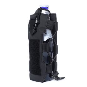 1pc Molle Water Bottle Bag Travel Camping Hiking Kettle Holder Carrier Pouch (Color: Black)