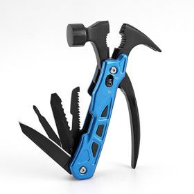 Multi-function Hammer Camping Gear Multitool Portable Outdoor Survival (Color: Blue)