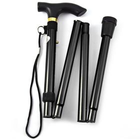 Foldable Lightweight Walking Stick Trekking Pole With Rubber Tip Adjustable (Color: Black)
