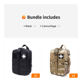 Outdoor Tactical Medical Kit First Aid Kit Accessories Mountaineering Survival (Color: Black+Camouflage)