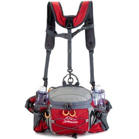 Sports Fanny Pack Canteen Outdoor Multi-functional Hiking Backpack Tourism (Color: Red)