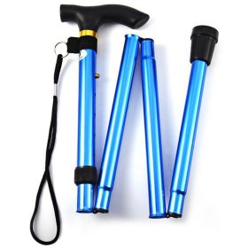 Foldable Lightweight Walking Stick Trekking Pole With Rubber Tip Adjustable (Color: Blue)