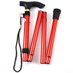 Foldable Lightweight Walking Stick Trekking Pole With Rubber Tip Adjustable (Color: Red)