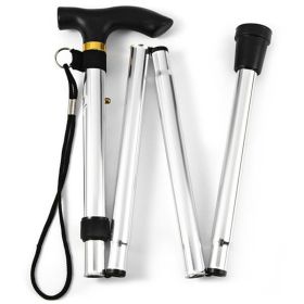 Foldable Lightweight Walking Stick Trekking Pole With Rubber Tip Adjustable (Color: Silvery)