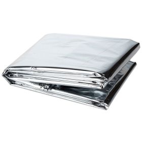 Windproof Emergency Blanket Outdoor Survival First Aid Military Rescue Kit (Color: Silvery)