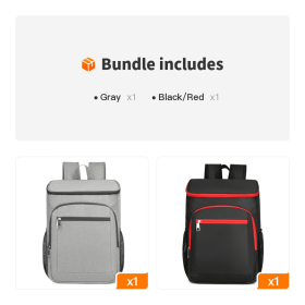 Waterproof Leakproof Thermal Insulated Outdoor Cooler Backpack For Hiking (Color: Gray+Black/Red)