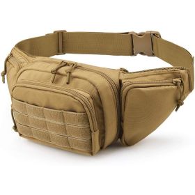 1pc Casual Waist Bag Multifunctional Shoulder Tactical Waist Bag for Hiking (Color: Khaki)