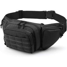 1pc Casual Waist Bag Multifunctional Shoulder Tactical Waist Bag for Hiking (Color: Black)