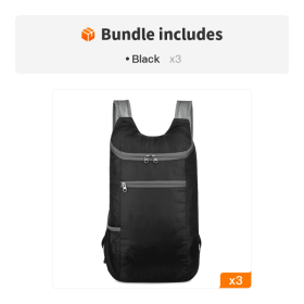 1pc Outdoor Portable Backpack for Camping Hiking Sports (Color: Black*3)