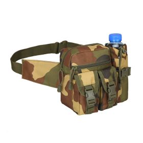 Tactical Waist Bag Denim Waistbag With Water Bottle Holder For Outdoor Traveling (Color: Jungle Camouflage)
