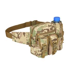 Tactical Waist Bag Denim Waistbag With Water Bottle Holder For Outdoor Traveling (Color: CP Color)