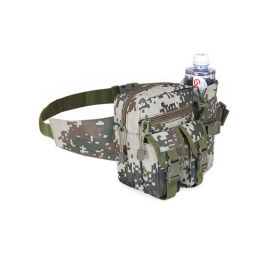 Tactical Waist Bag Denim Waistbag With Water Bottle Holder For Outdoor Traveling (Color: Camouflage)
