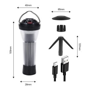 Camping Lantern with Magnetic Base for Outdoor Adventures (Color: 1 Set Black)