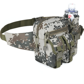 1pc Mens Adjustable Denim Camouflage Large Capacity Zipper Waist Bag (Color: Army Camouflage)
