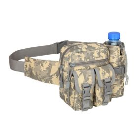 Tactical Waist Bag Denim Waistbag With Water Bottle Holder For Outdoor Traveling (Color: ACU Camouflage)
