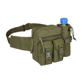 Tactical Waist Bag Denim Waistbag With Water Bottle Holder For Outdoor Traveling (Color: Army Green)