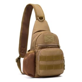 Military Tactical Shoulder Bag Trekking Chest Sling Bag Nylon Backpack For (Color: Khaki, material: Nylon)