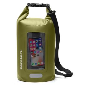 Waterproof Dry Bag 10L/20L/30L Fishing Bag With Clear Phone Case Roll Top (Color: Green)