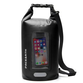 Waterproof Dry Bag 10L/20L/30L Fishing Bag With Clear Phone Case Roll Top (Color: Black)