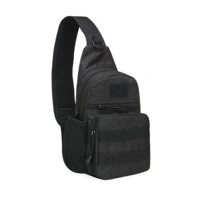 Military Tactical Shoulder Bag Trekking Chest Sling Bag Nylon Backpack For (Color: Black, material: Nylon)