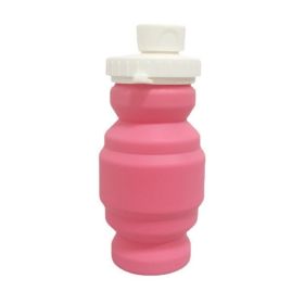 Portable Silicone Folding Cup 320ml Mini Outdoor Picnic Tableware Box Travel (Color: pink)