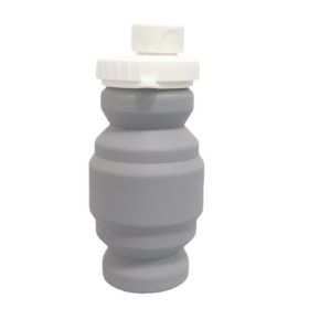 Portable Silicone Folding Cup 320ml Mini Outdoor Picnic Tableware Box Travel (Color: Grey)