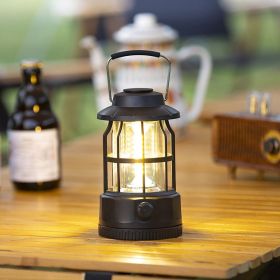 Retro Camping Lights with 400 Lumens for Tents and Outdoor Atmosphere (Color: L801B-Black)