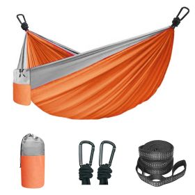 Camping Hammock Double & Single Portable Hammock With 2 Tree Straps (Color: Orange, size: 118.11x78.74inch)