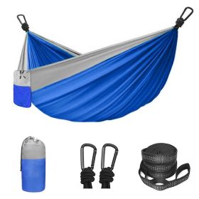 Camping Hammock Double & Single Portable Hammock With 2 Tree Straps (Color: Blue, size: 106.3x55.12inch)