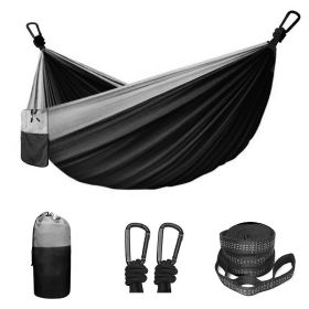 Camping Hammock Double & Single Portable Hammock With 2 Tree Straps (Color: Black, size: 106.3x55.12inch)