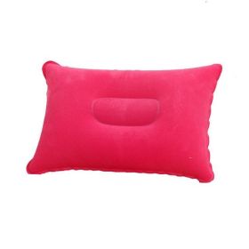 Portable Fold Inflatable Air Pillow Outdoor Travel Sleeping Camping PVC Neck (Color: G911E-pink, size: 43X27cm)