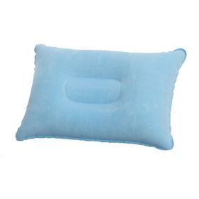 Portable Fold Inflatable Air Pillow Outdoor Travel Sleeping Camping PVC Neck (Color: G911F-light blue, size: 43X27cm)