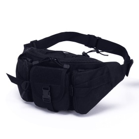 Men's Waterproof Nylon Fanny Pack With Adjustable Belt Tactical Sport Arm (Color: Black)