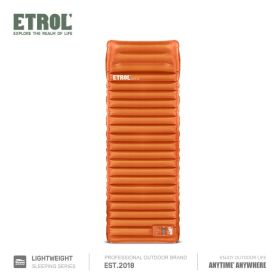 Camping Sleeping Pad Inflatable Sleeping Mat With Pillows Waterproof (Color: Orange)