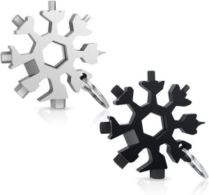 2 Pack Desuccus 18 in 1 Snowflake Multi Tool Bottle Opener (Color: Silver/Black)