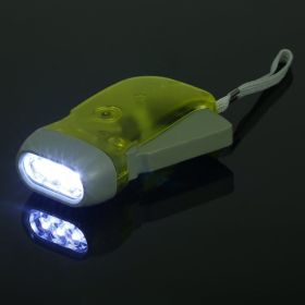Manual Crank Electric Flashlight Outdoor Household Camping Torch Powerful (Color: Yellow)