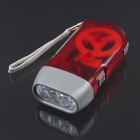Manual Crank Electric Flashlight Outdoor Household Camping Torch Powerful (Color: Red)