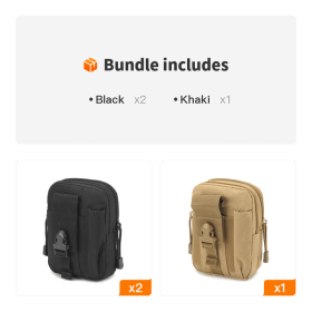 Waist Pouch Portal Waist Bag For Camping Travel Running (Color: Black*2+Khaki)